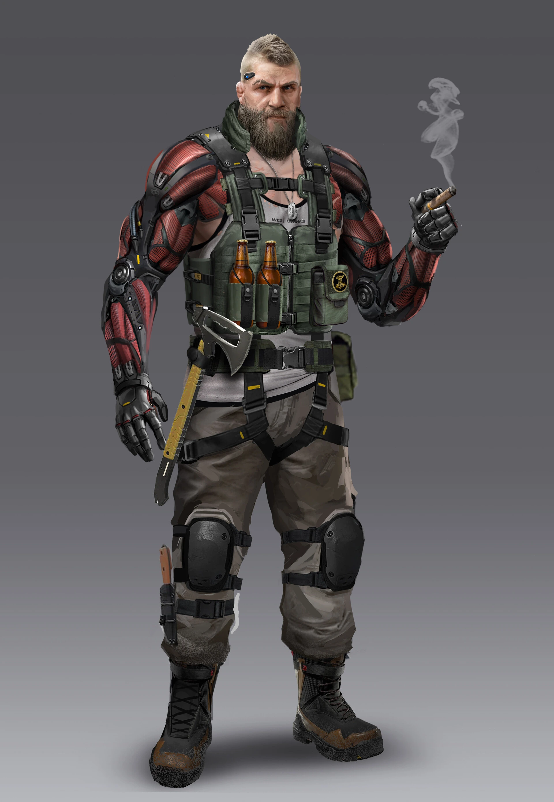 bear operator sci-fi futuristic soldier concept character design